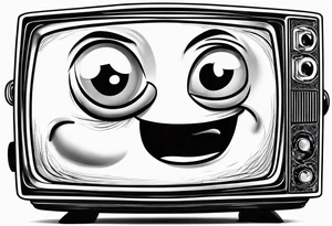 retro television set character with a sad face tattoo idea