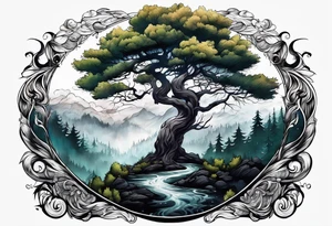 Forest trees smoke tattoo idea