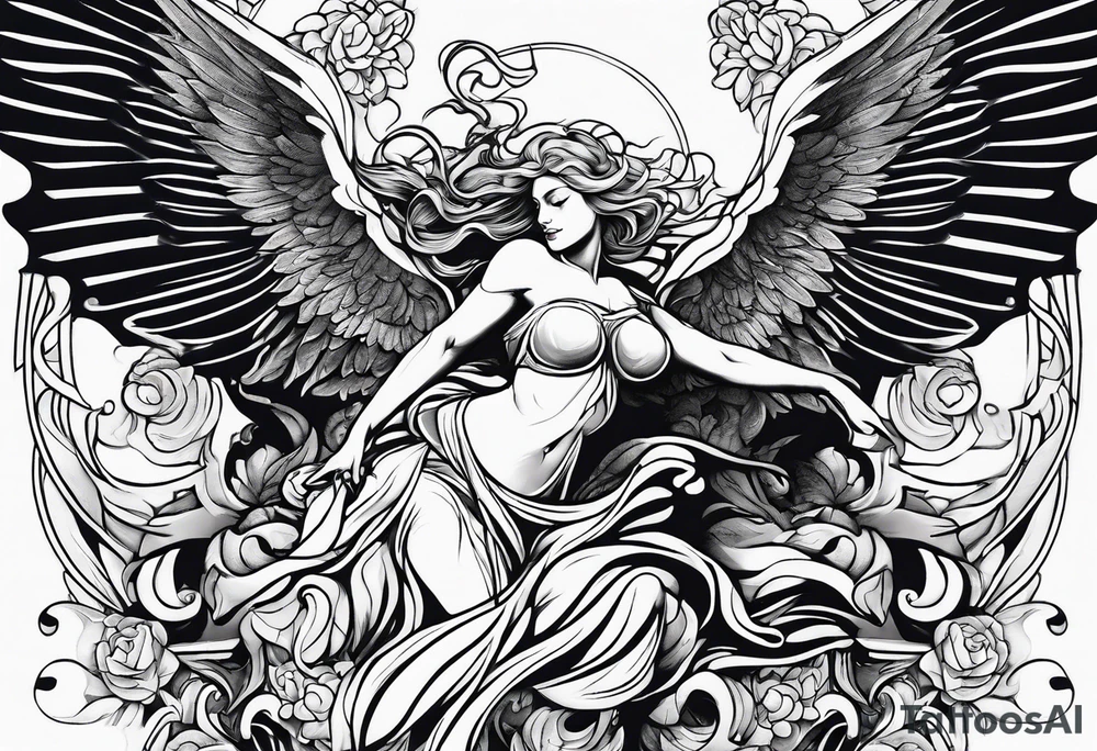 Angel fighting demon tattoo idea