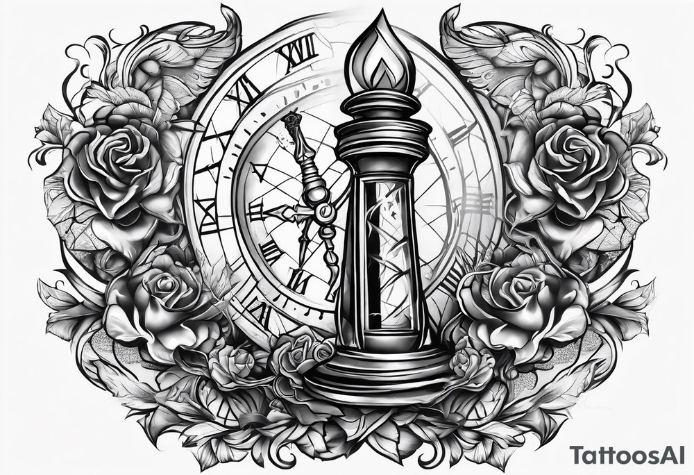 dagger with hour glass tattoo idea
