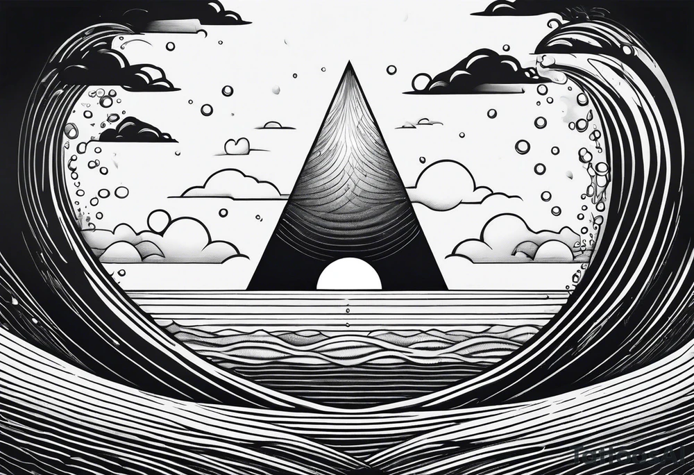 water drop falling into calm ocean tattoo idea