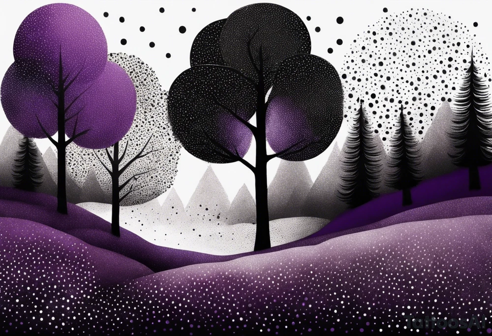 forest, purple and black tattoo idea