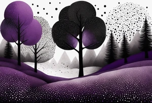 forest, purple and black tattoo idea