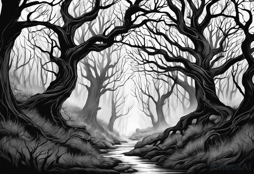 Leshy creepy trees tattoo idea