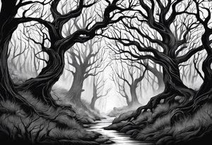 Leshy creepy trees tattoo idea
