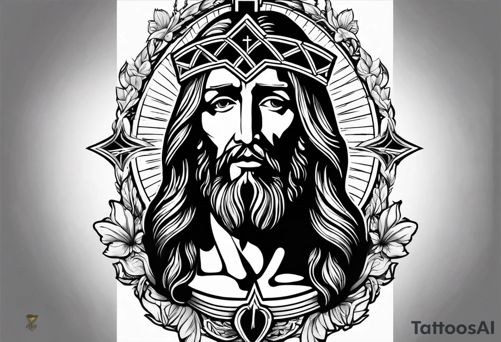 Forearms sleeve cross of Jesus tattoo idea