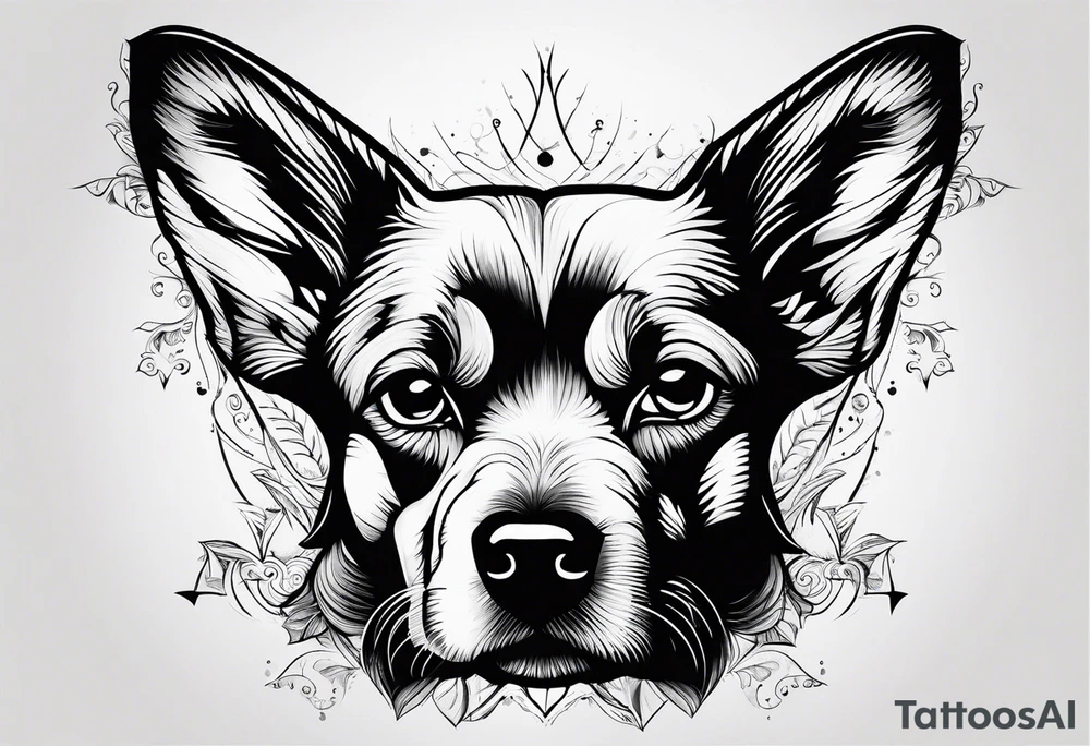 pointed dog ears tattoo idea