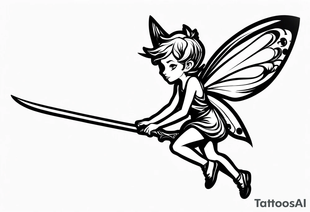 a mischievous pixie or sprite with E.J.R hidden it in tattoo idea