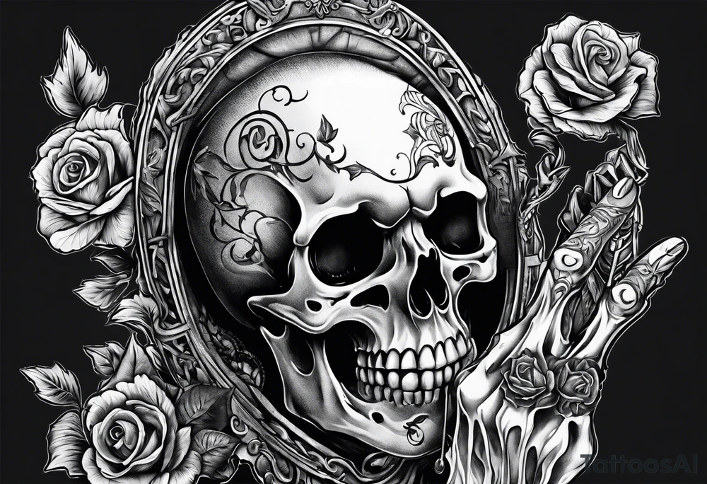 skeleton giving the finger tattoo idea