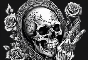 skeleton giving the finger tattoo idea