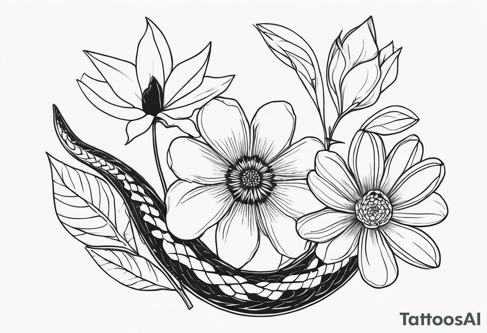 Snakes and wild flower tattoo idea
