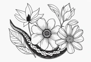 Snakes and wild flower tattoo idea