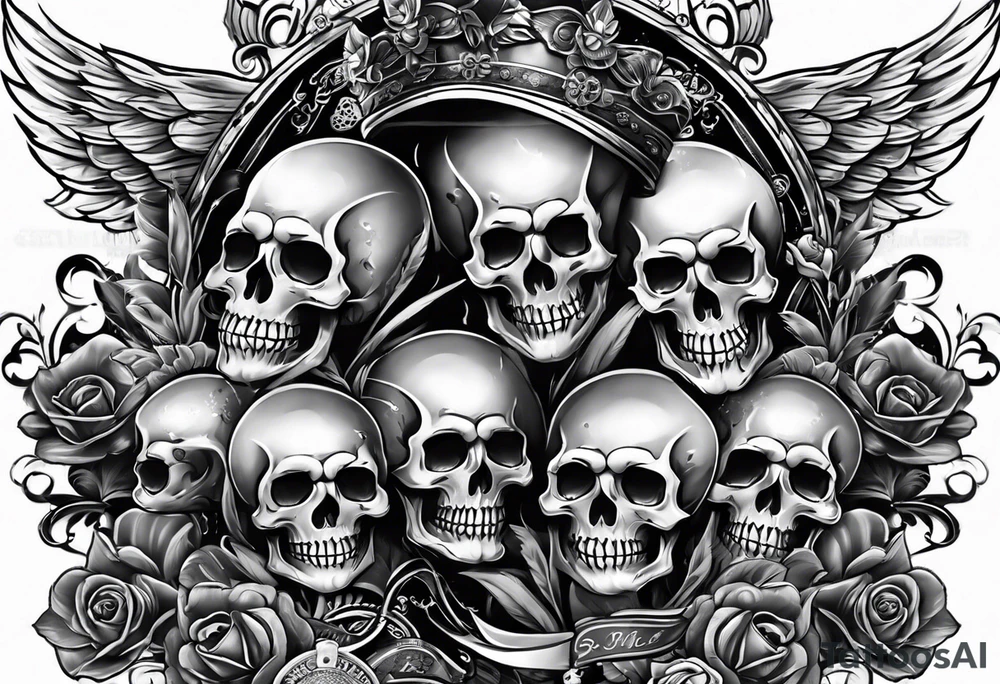 arm full sleeve skulls smoke tattoo idea