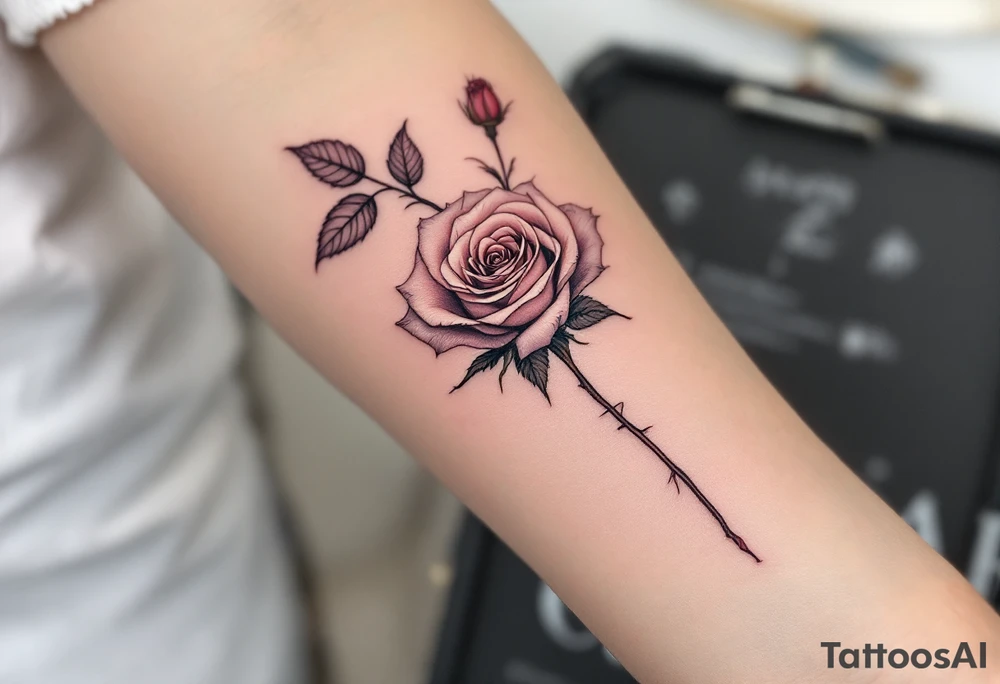 Rose with under the roseXII•XXX•MCMLXIX tattoo idea