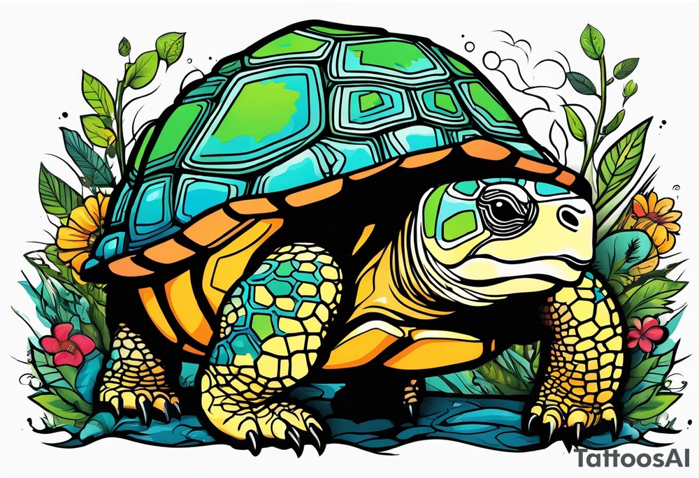 Tortoise forest tattoo idea