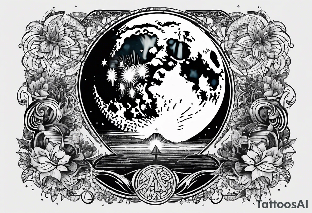 a moon made with the words “dancing in the moonlight” tattoo idea