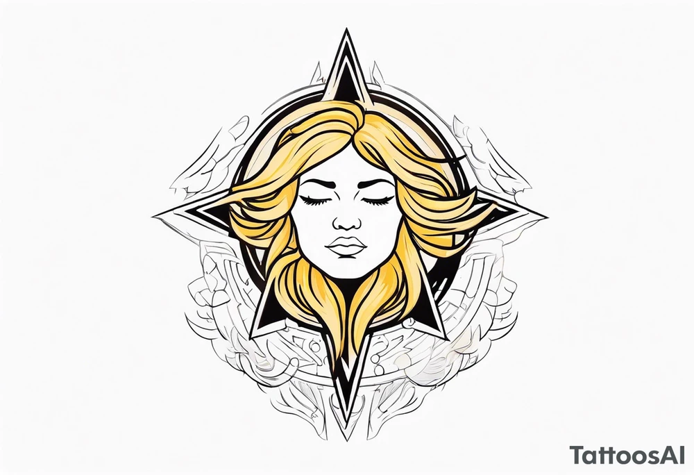 Protective shield with a sun and blond hair tattoo idea