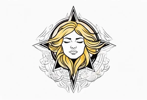 Protective shield with a sun and blond hair tattoo idea