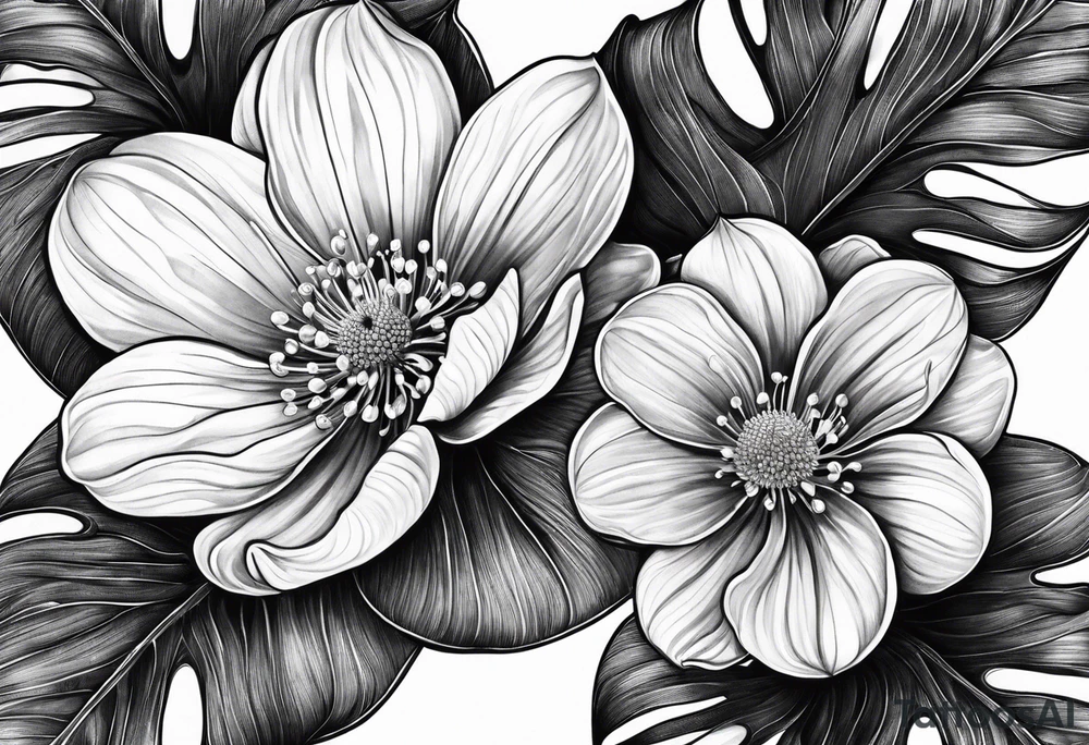 diphylleia grayi with water droplets tattoo idea