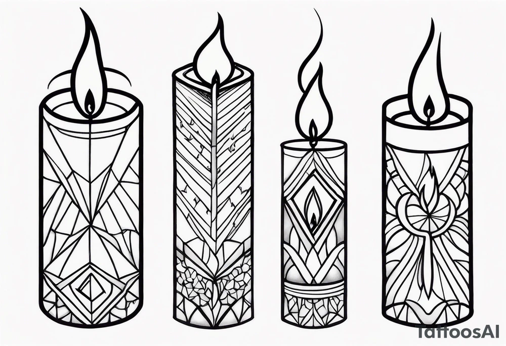 crystalized candle flames tattoo idea