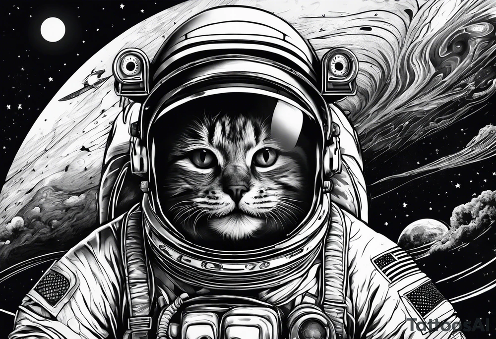 astronaut with a skelletal face tattoo idea