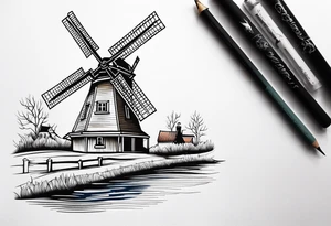 dutch windmill tattoo idea