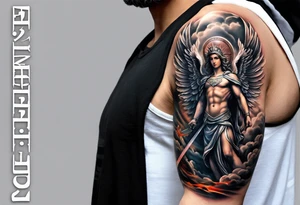 forearm sleeve of michael the archangel tattoo idea