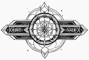 forearm band tattoo with spiritual elements tattoo idea