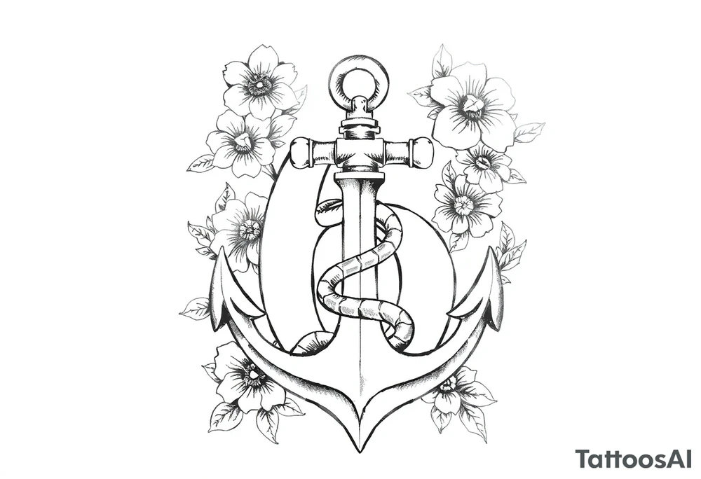 number 6 with flowers surrounding it and a fouled anchor with a small asp snake around the anchor
, fleur des lis, tattoo idea