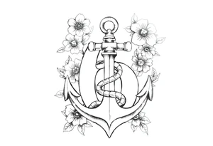 number 6 with flowers surrounding it and a fouled anchor with a small asp snake around the anchor
, fleur des lis, tattoo idea