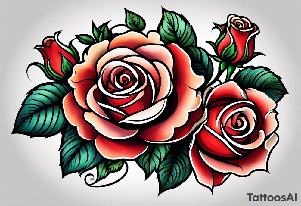 traditional rose tattoo idea