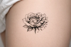 Close-up of a perfect rose morphing into a cracked, broken bloom. tattoo idea