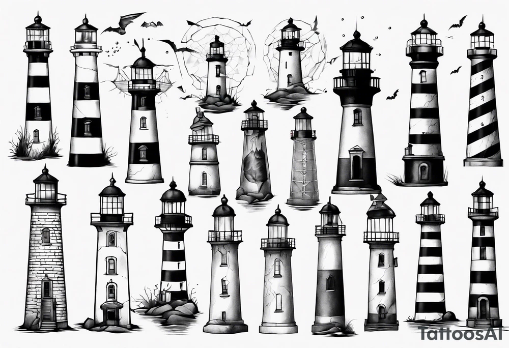 Rundown lighthouse spooky tattoo idea