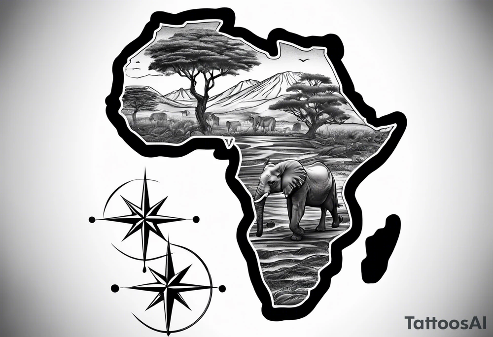 Africa continent tattoo idea