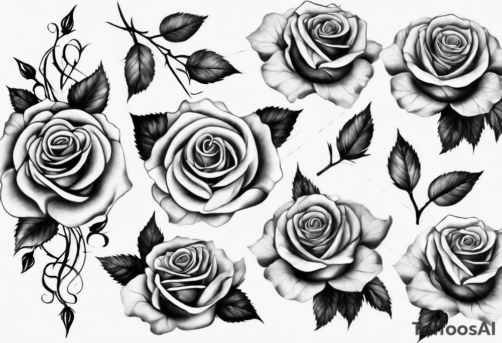 men’s arm sleeve, roses, polish man tattoo idea