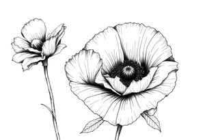 Violet poppy tried together tattoo idea