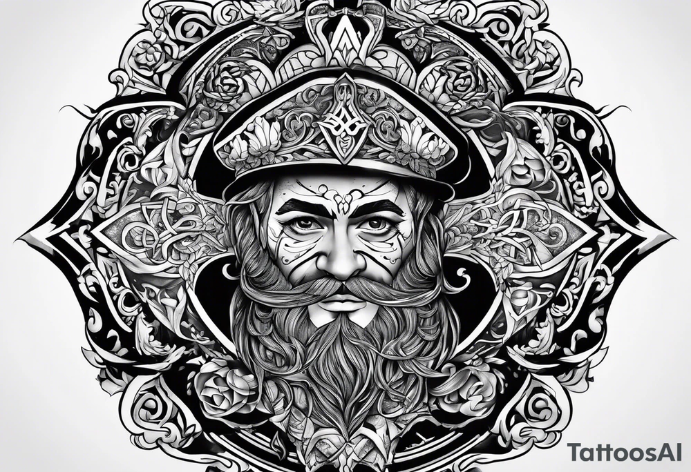 A full back piece based on the irish surname mcbride tattoo idea