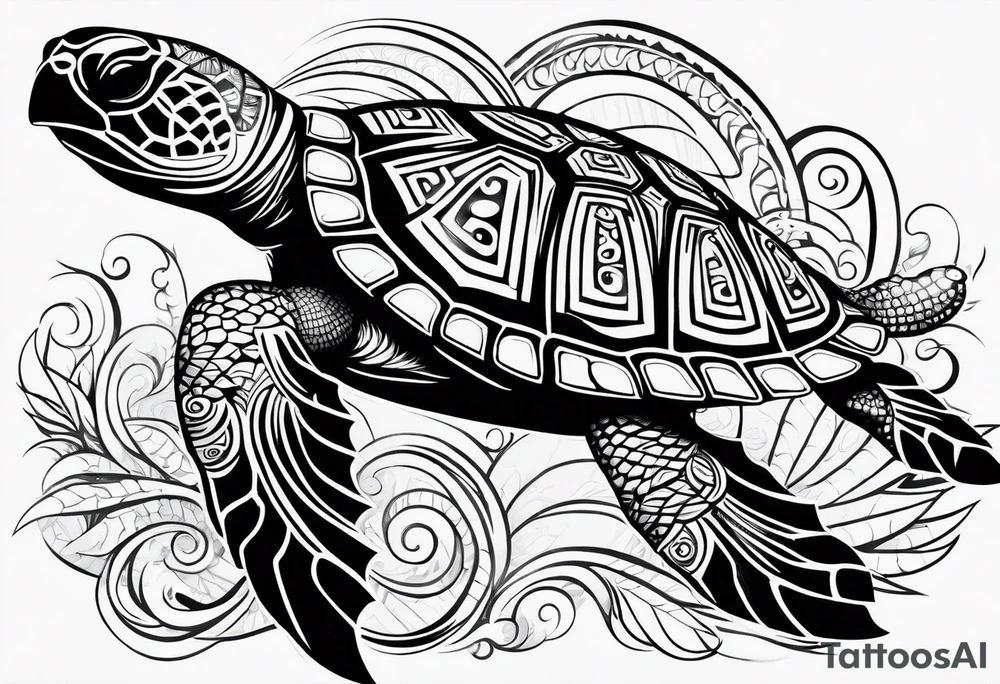 Turtle Polynesian, tribal tattoo on right arm tattoo idea