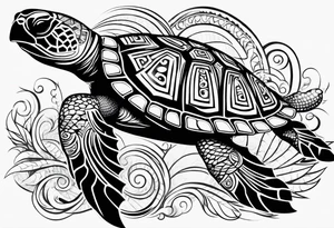 Turtle Polynesian, tribal tattoo on right arm tattoo idea