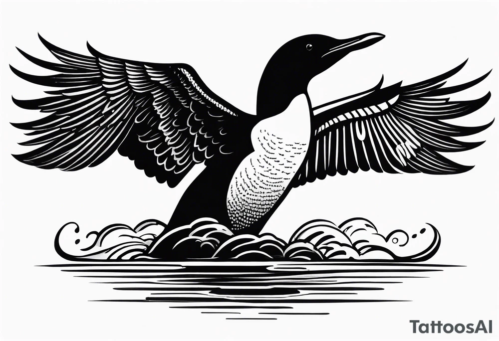 A loon with its wings spread looking badass and tough tattoo idea