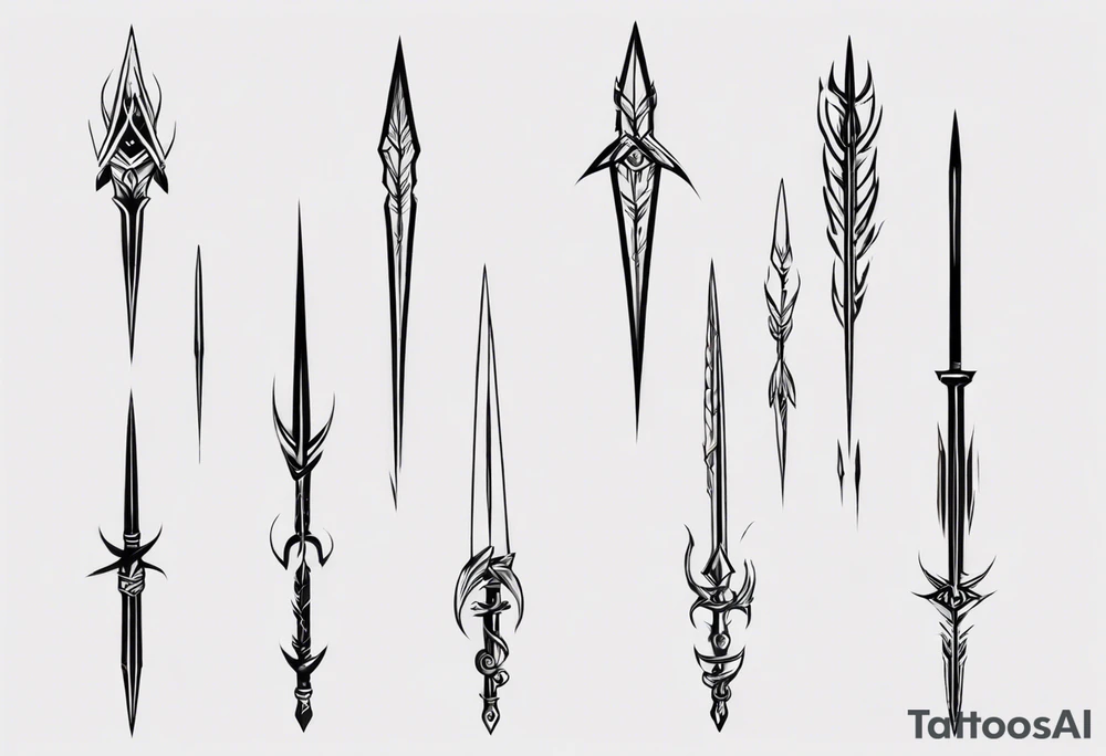 2 parallel spears tattoo idea