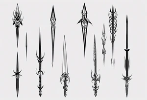 2 parallel spears tattoo idea
