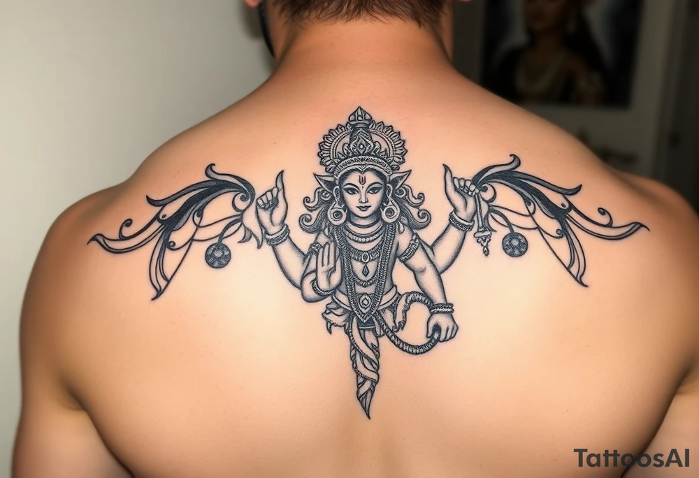 Durga Hindu god on chest tattoo idea