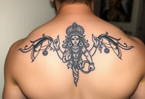 Durga Hindu god on chest tattoo idea