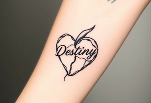 broken heart with destiny’s name tattoo idea