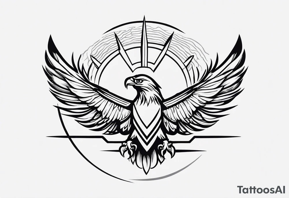 Very small tattoo similar to the eagle and sun on kazhak flag minimalist tattoo idea