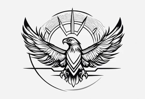 Very small tattoo similar to the eagle and sun on kazhak flag minimalist tattoo idea