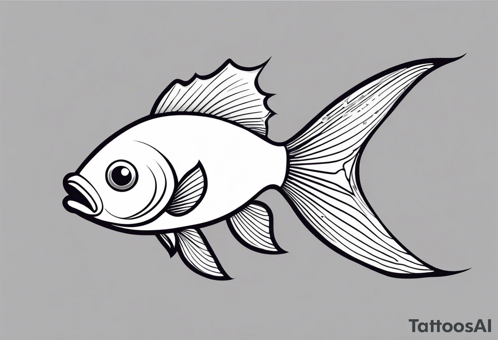 A fish with a beautiful tail, with graceful movement. tattoo idea