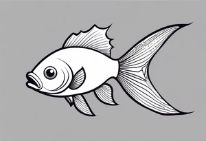 A fish with a beautiful tail, with graceful movement. tattoo idea