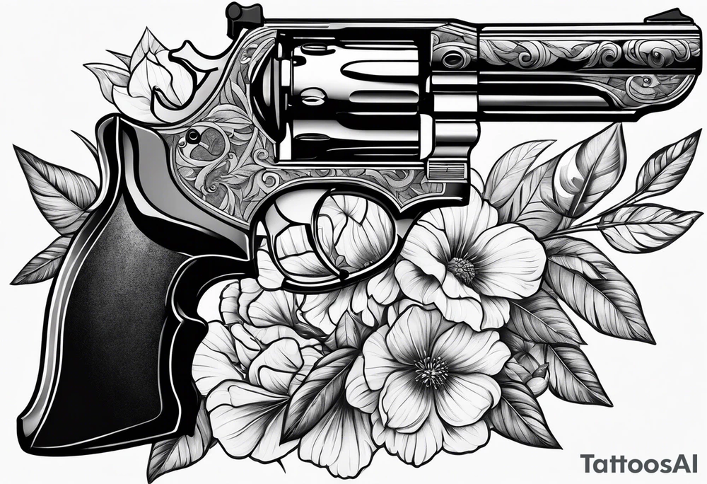 Pistol and nature tattoo idea